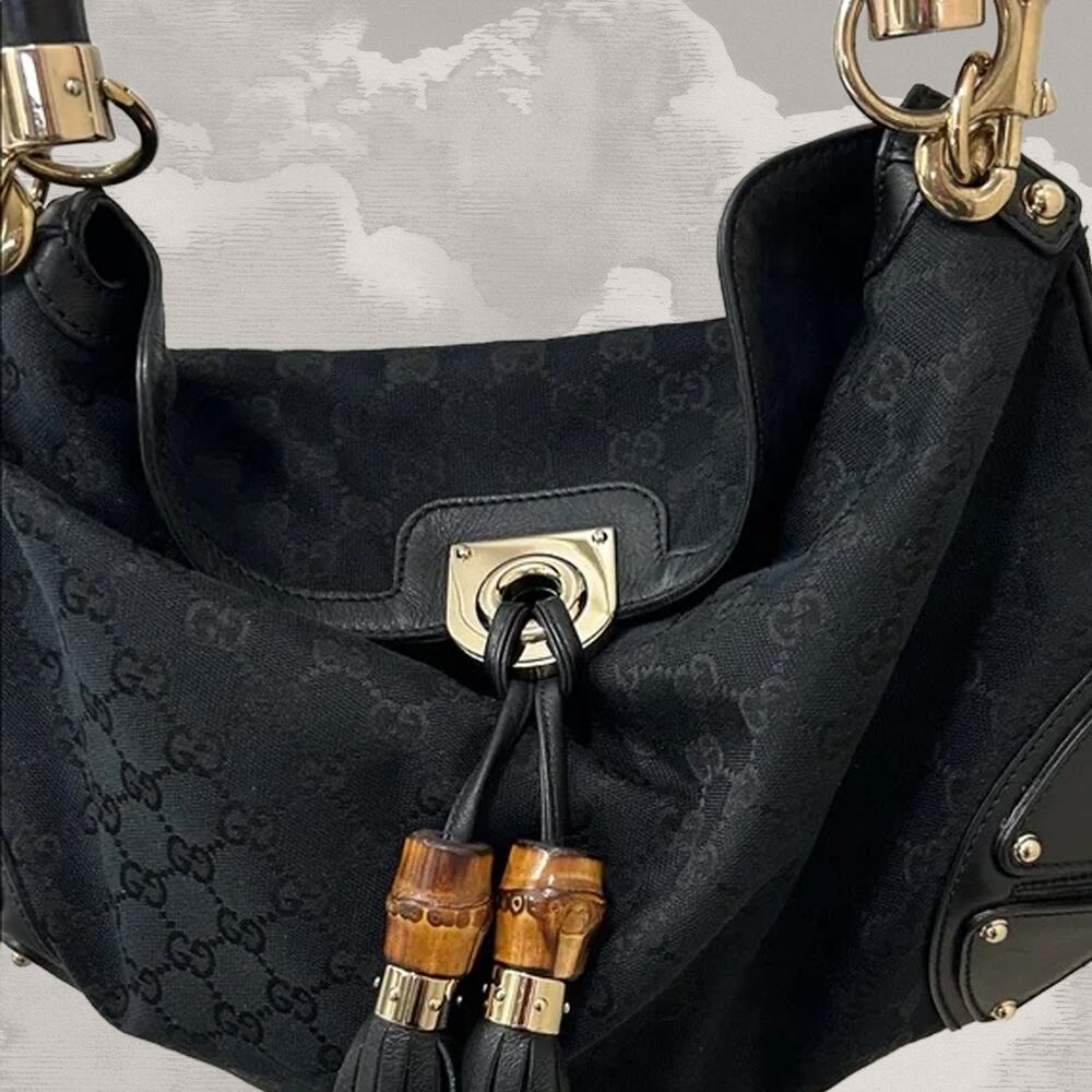 GUCCI Babouska Indy shoulder crossbody hobo bag 2-way bamboo fringe tassels - Picture 5 of 12